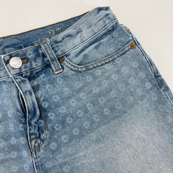 J Crew Indigo Denim Circle Pattern Womens 27 Blue Bermuda Cutoff - Picture 3 of 6